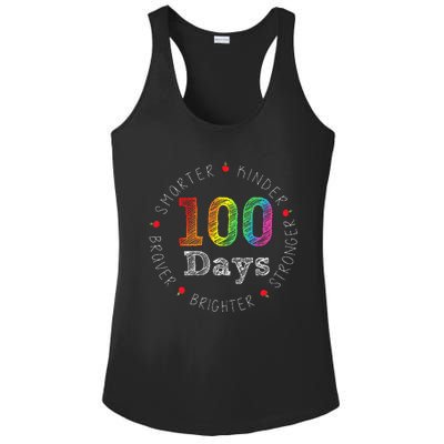 Smarter Kinder Stronger Brighter 100 Days Of School Ladies PosiCharge Competitor Racerback Tank