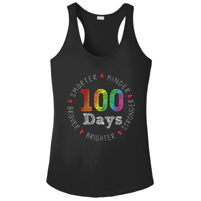 Smarter Kinder Stronger Brighter 100 Days Of School Ladies PosiCharge Competitor Racerback Tank