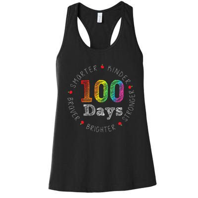 Smarter Kinder Stronger Brighter 100 Days Of School Women's Racerback Tank