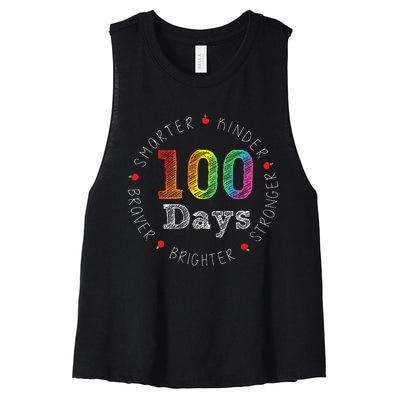 Smarter Kinder Stronger Brighter 100 Days Of School Women's Racerback Cropped Tank