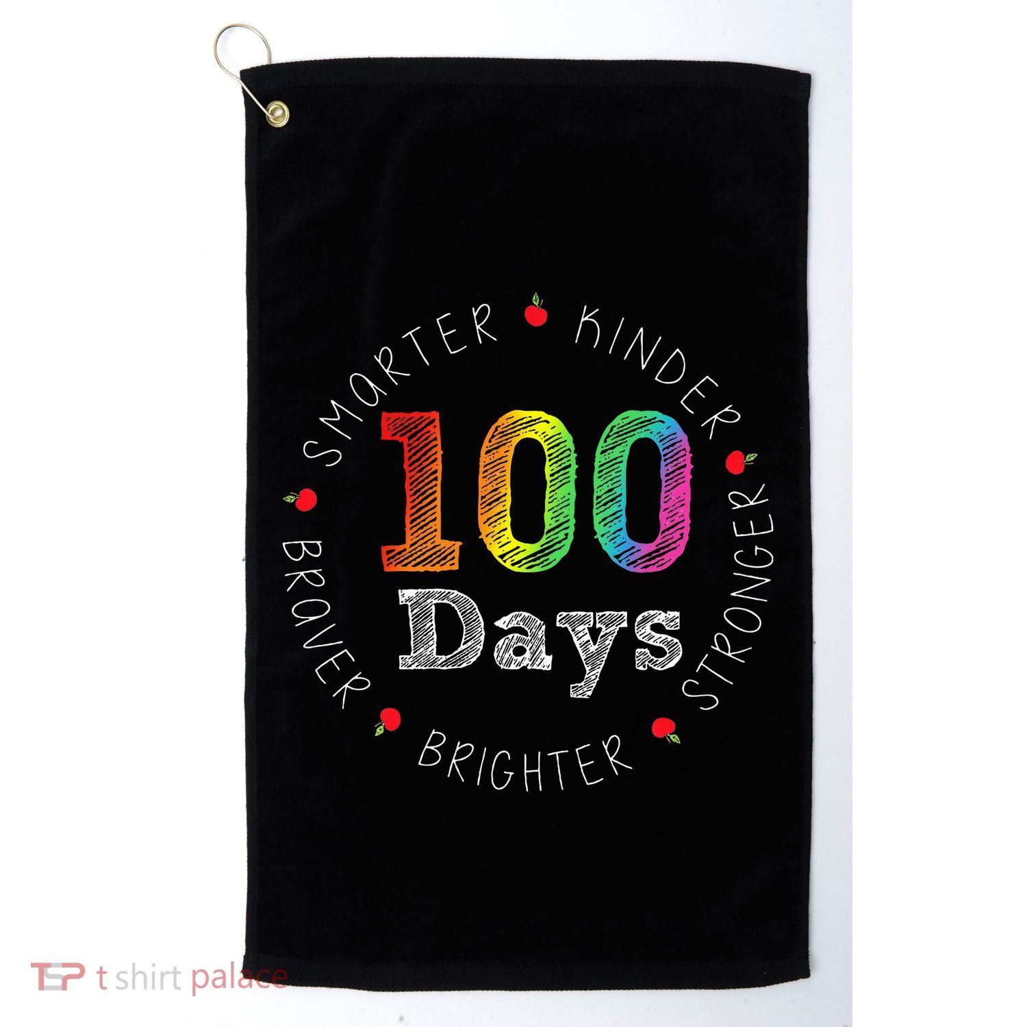 Smarter Kinder Stronger Brighter 100 Days Of School Golf Towel