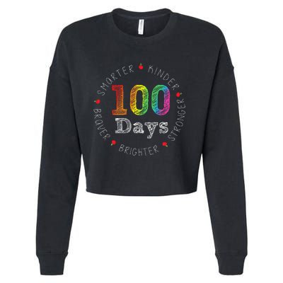 Smarter Kinder Stronger Brighter 100 Days Of School Cropped Pullover Crew