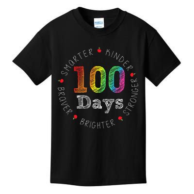 Smarter Kinder Stronger Brighter 100 Days Of School Kids T-Shirt