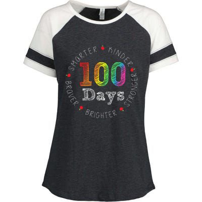 Smarter Kinder Stronger Brighter 100 Days Of School Enza Ladies Jersey Colorblock Tee