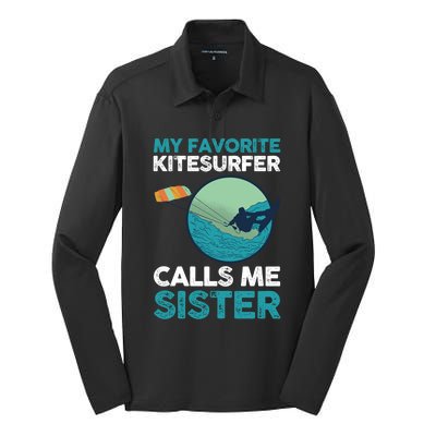 Surfing Kitesurfing Sister Kitesurfer Meaningful Gift Silk Touch Performance Long Sleeve Polo