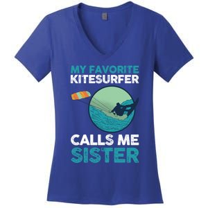 Surfing Kitesurfing Sister Kitesurfer Meaningful Gift Women's V-Neck T-Shirt