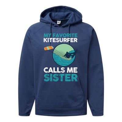 Surfing Kitesurfing Sister Kitesurfer Meaningful Gift Performance Fleece Hoodie