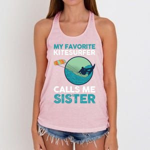 Surfing Kitesurfing Sister Kitesurfer Meaningful Gift Women's Knotted Racerback Tank