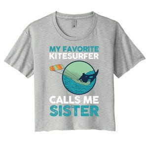 Surfing Kitesurfing Sister Kitesurfer Meaningful Gift Women's Crop Top Tee