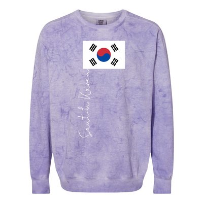 South Korea Signature Flag Pole Patriotic Cool Gift Colorblast Crewneck Sweatshirt