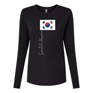 South Korea Signature Flag Pole Patriotic Cool Gift Womens Cotton Relaxed Long Sleeve T-Shirt