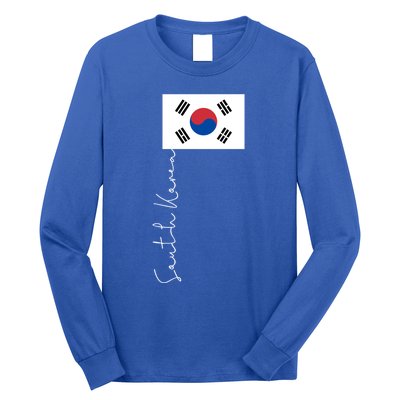 South Korea Signature Flag Pole Patriotic Cool Gift Long Sleeve Shirt