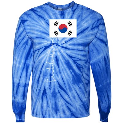 South Korea Signature Flag Pole Patriotic Cool Gift Tie-Dye Long Sleeve Shirt