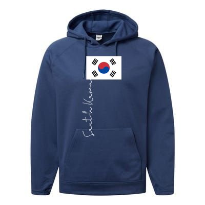 South Korea Signature Flag Pole Patriotic Cool Gift Performance Fleece Hoodie