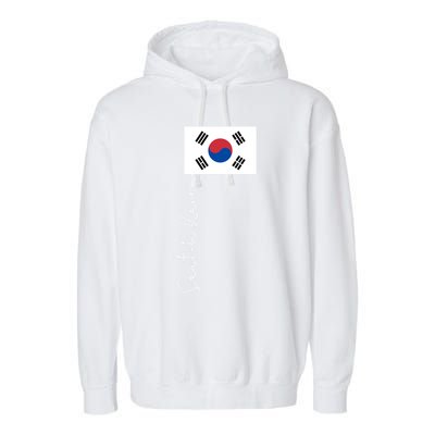 South Korea Signature Flag Pole Patriotic Cool Gift Garment-Dyed Fleece Hoodie