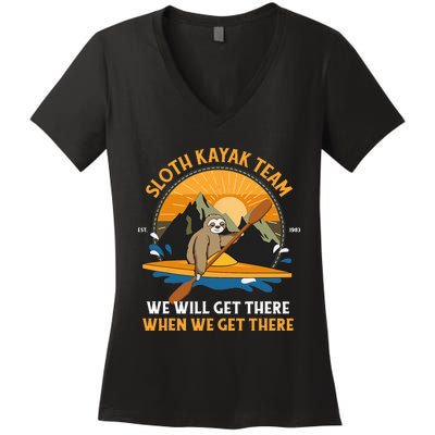 Sloth Kayaking Sloth Kayak Team Women's V-Neck T-Shirt