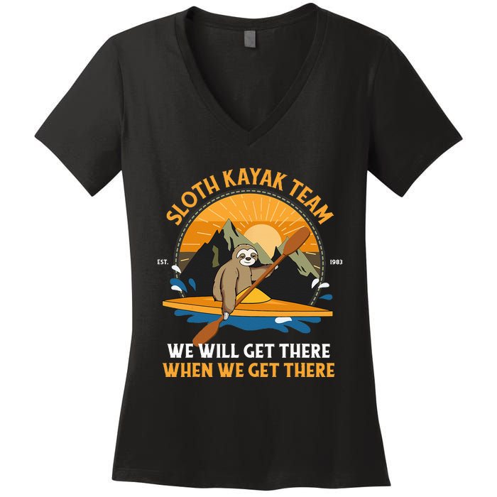 Sloth Kayaking Sloth Kayak Team Women's V-Neck T-Shirt