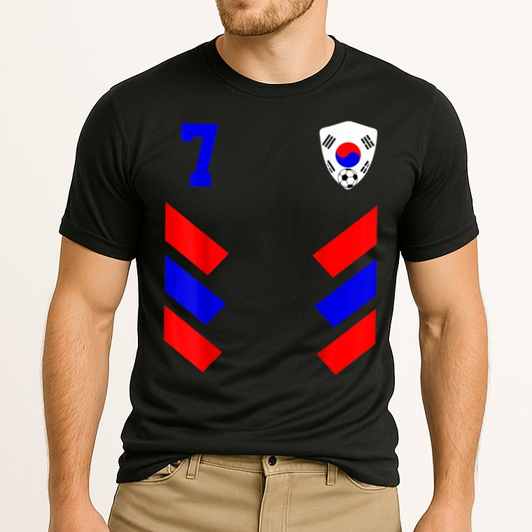 South Korea Soccer Jersey Retro 7 South Korean Football Cooling Performance Crew T-Shirt