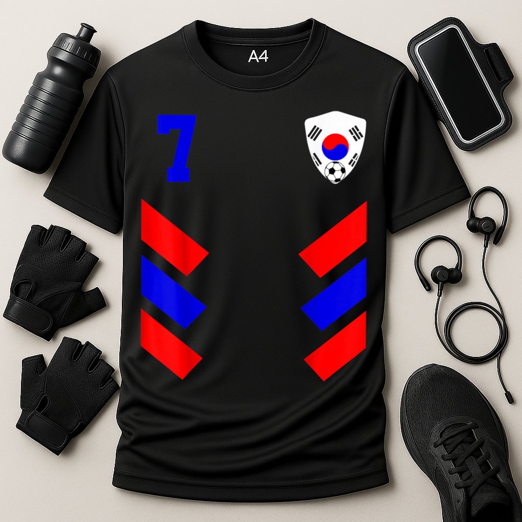 South Korea Soccer Jersey Retro 7 South Korean Football Cooling Performance Crew T-Shirt