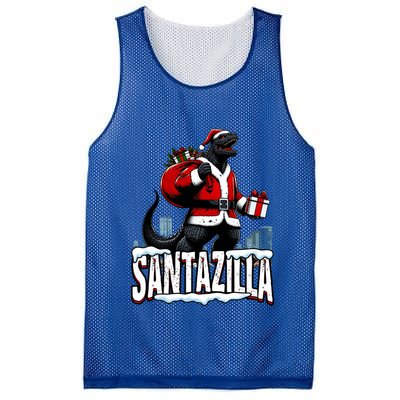 Santazilla Kaiju Santa Christmas Japanese Monster Xmas Cool Gift Mesh Reversible Basketball Jersey Tank