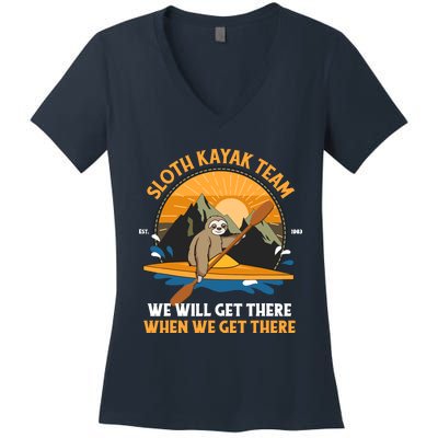 Sloth Kayak Sloth Kayak Team Women's V-Neck T-Shirt