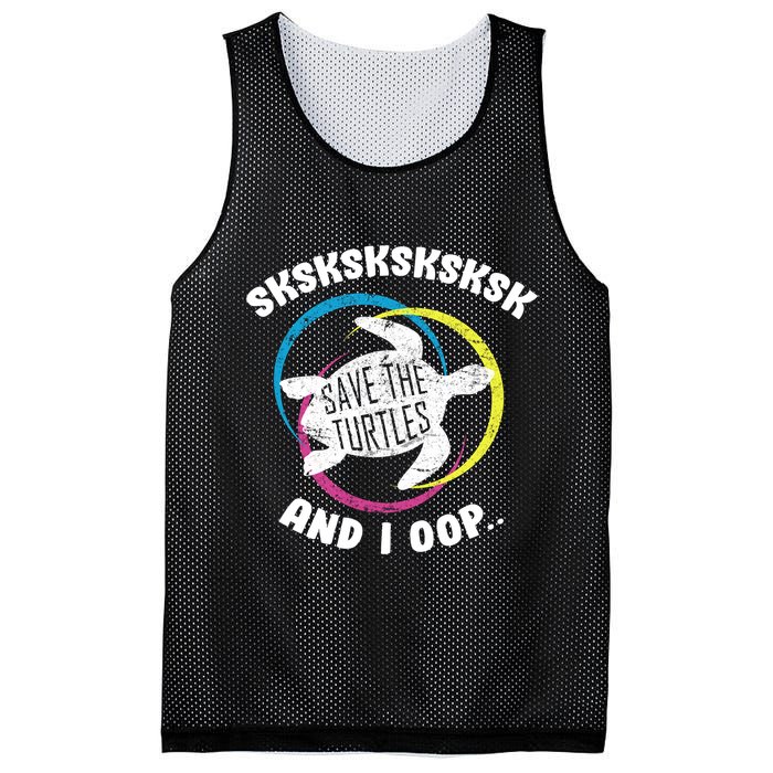 SKSKSK and I Oop... Save The Turtles Mesh Reversible Basketball Jersey Tank