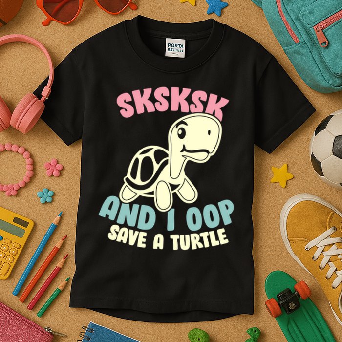 SKSKSK And I Oop Save A Turtle Vintage Kids T-Shirt
