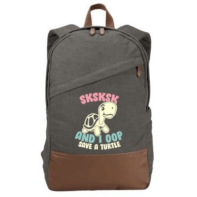 SKSKSK And I Oop Save A Turtle Vintage Cotton Canvas Backpack