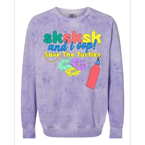 SKSKSK And I oop Save the Turtles Colorblast Crewneck Sweatshirt