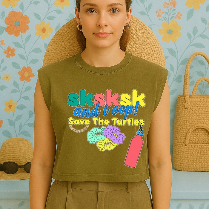 SKSKSK And I oop Save the Turtles Garment-Dyed Women's Muscle Tee