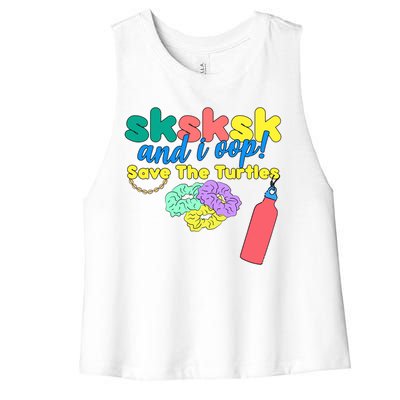 SKSKSK And I oop Save the Turtles Women's Racerback Cropped Tank