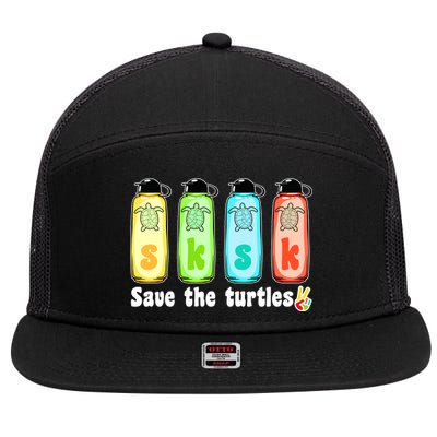 SKSKSK Save The Turtles Peace 7 Panel Mesh Trucker Snapback Hat