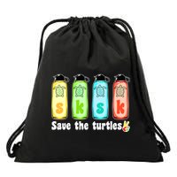 SKSKSK Save The Turtles Peace Drawstring Bag