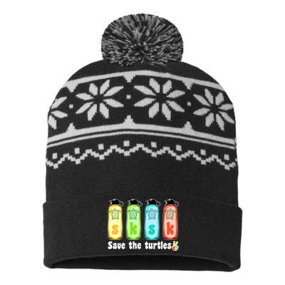 SKSKSK Save The Turtles Peace USA-Made Snowflake Beanie