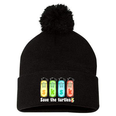 SKSKSK Save The Turtles Peace Pom Pom 12in Knit Beanie