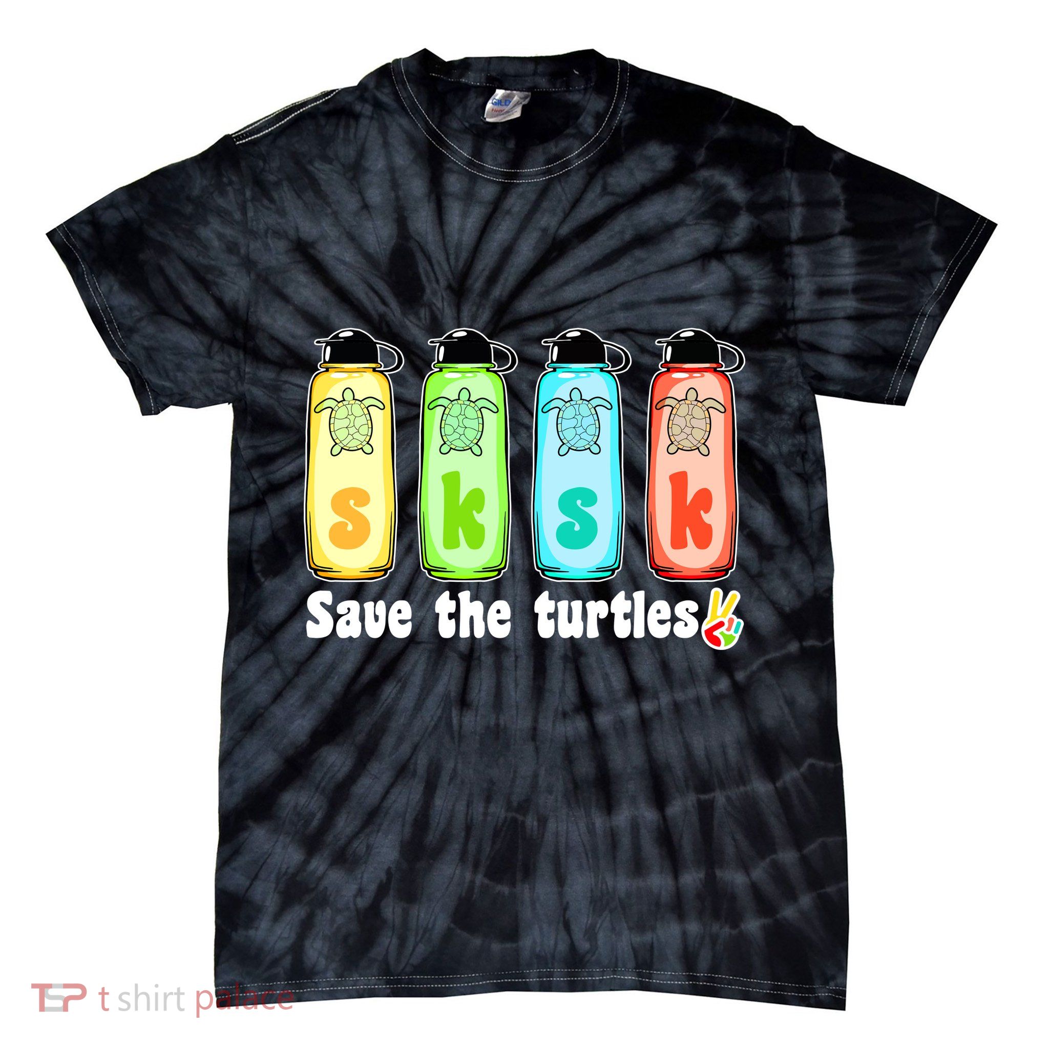SKSKSK Save The Turtles Peace Tie-Dye T-Shirt