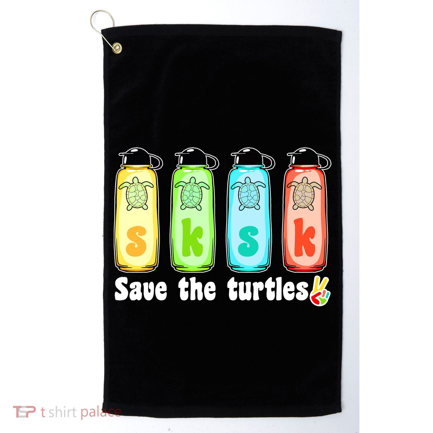 SKSKSK Save The Turtles Peace Golf Towel