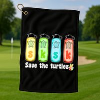 SKSKSK Save The Turtles Peace Golf Towel