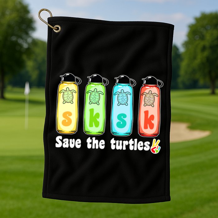 SKSKSK Save The Turtles Peace Golf Towel