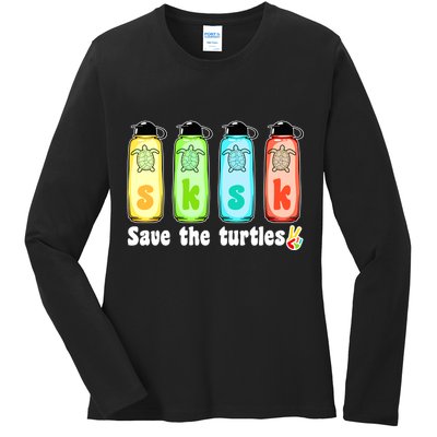 SKSKSK Save The Turtles Peace Ladies Long Sleeve Shirt
