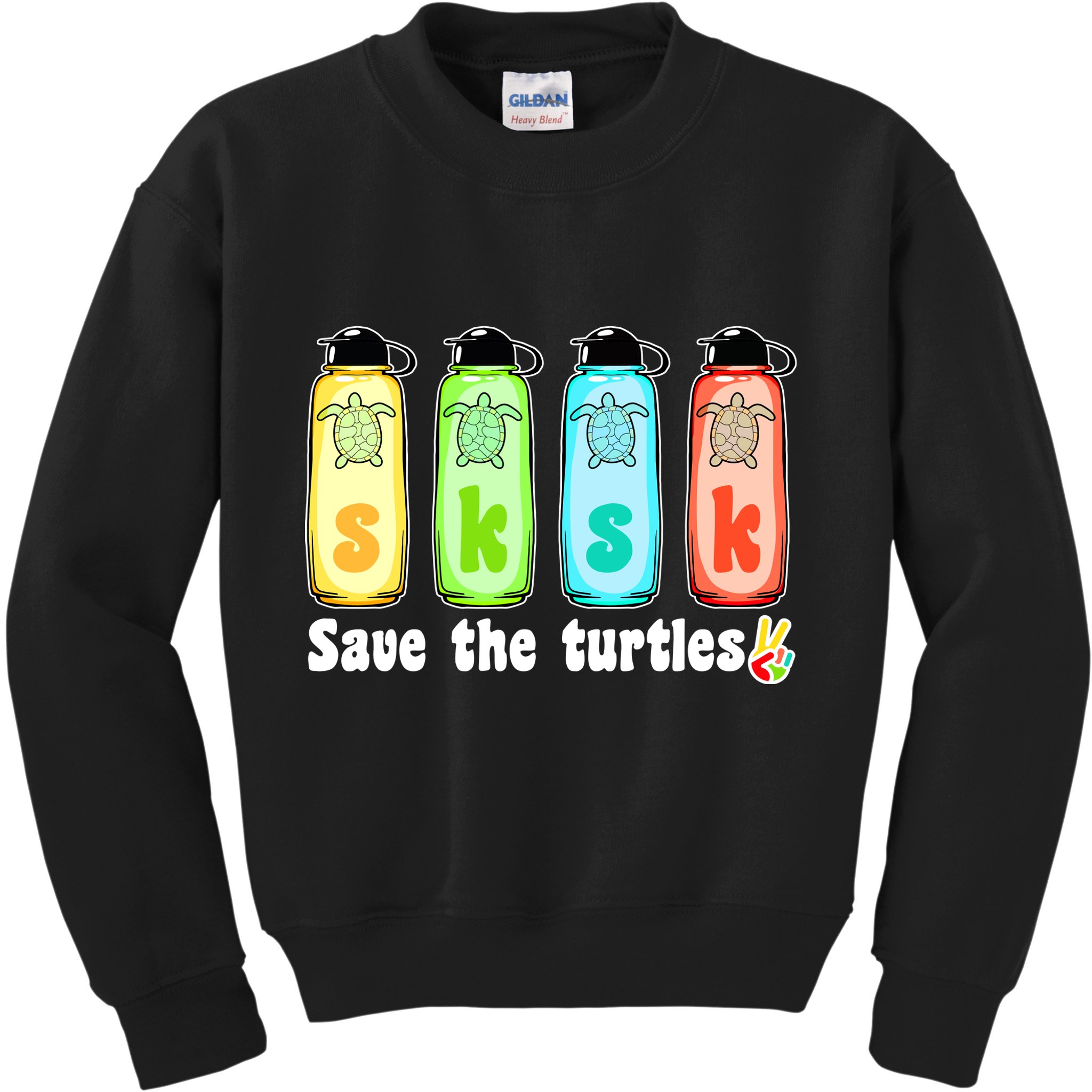 SKSKSK Save The Turtles Peace Kids Sweatshirt
