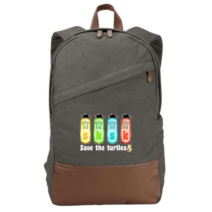 SKSKSK Save The Turtles Peace Cotton Canvas Backpack