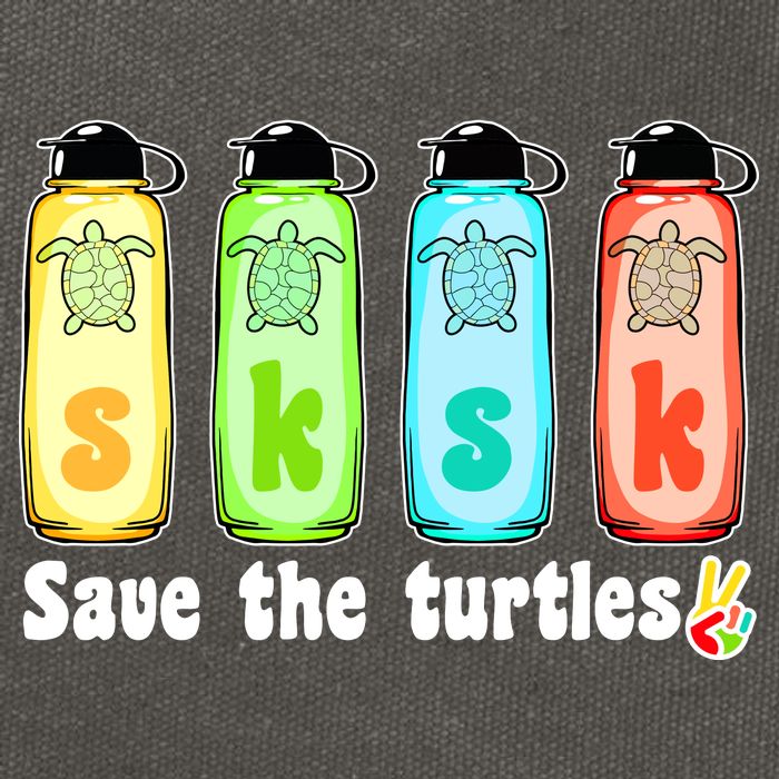 SKSKSK Save The Turtles Peace Cotton Canvas Backpack