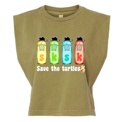 SKSKSK Save The Turtles Peace Garment-Dyed Women's Muscle Tee