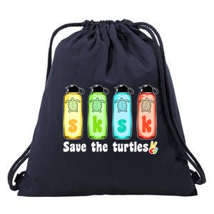 SKSKSK Save The Turtles Peace Drawstring Bag