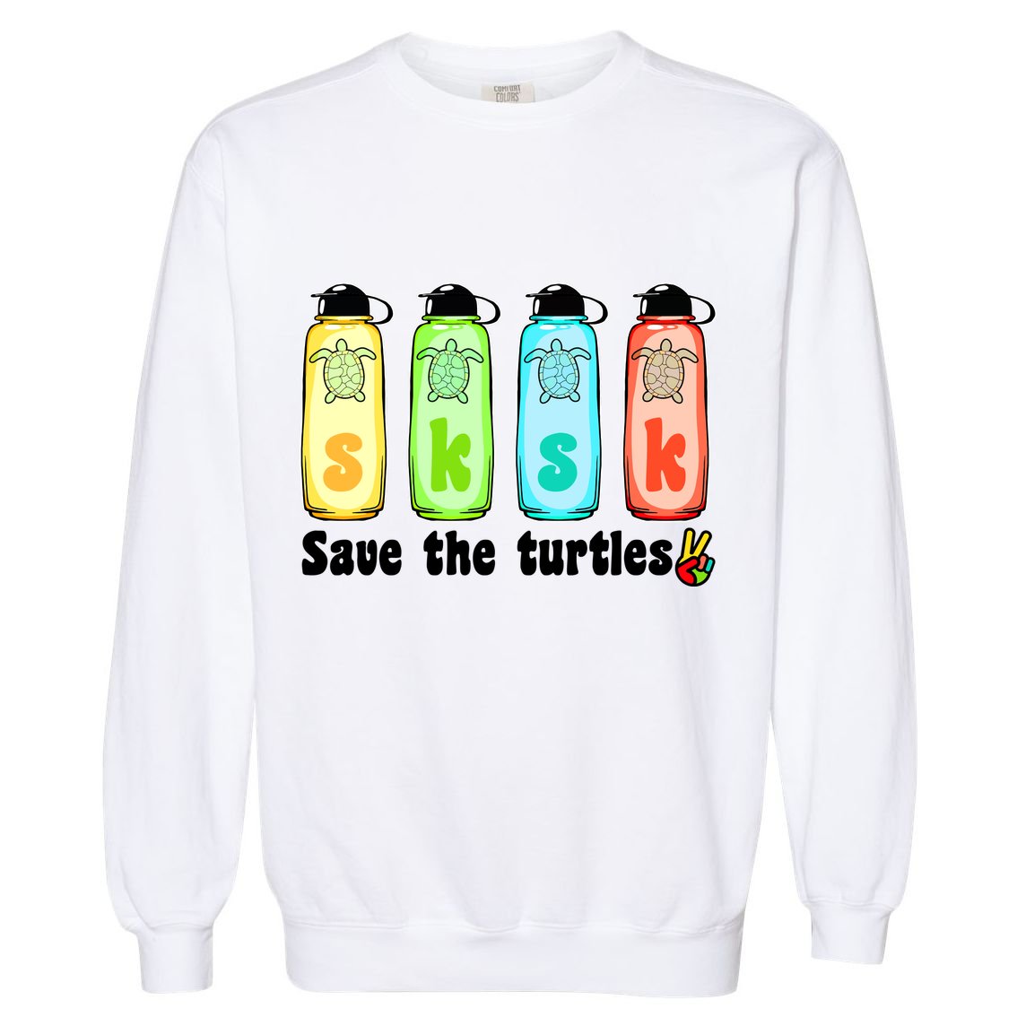 SKSKSK Save The Turtles Peace Garment-Dyed Sweatshirt