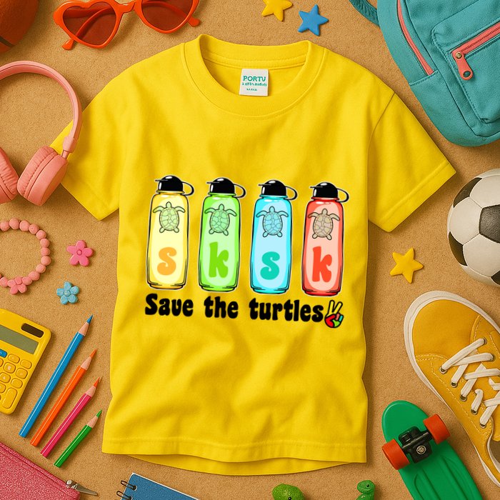 SKSKSK Save The Turtles Peace Kids T-Shirt