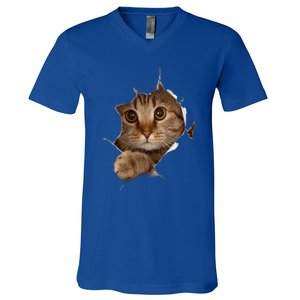 Sweet Kitten Torn Cloth Funny Cat Lover Cat Owner Cat Lady Gift V-Neck T-Shirt