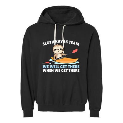 Sloth Kayak Team Funny Sloths Paddling Over Water Meaningful Gift Garment-Dyed Fleece Hoodie