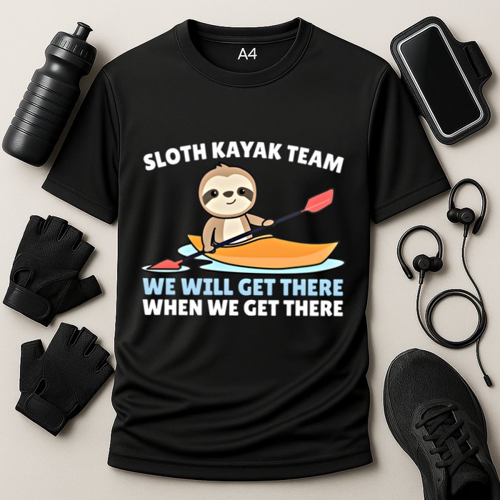 Sloth Kayak Team Funny Sloths Paddling Over Water Meaningful Gift Cooling Performance Crew T-Shirt